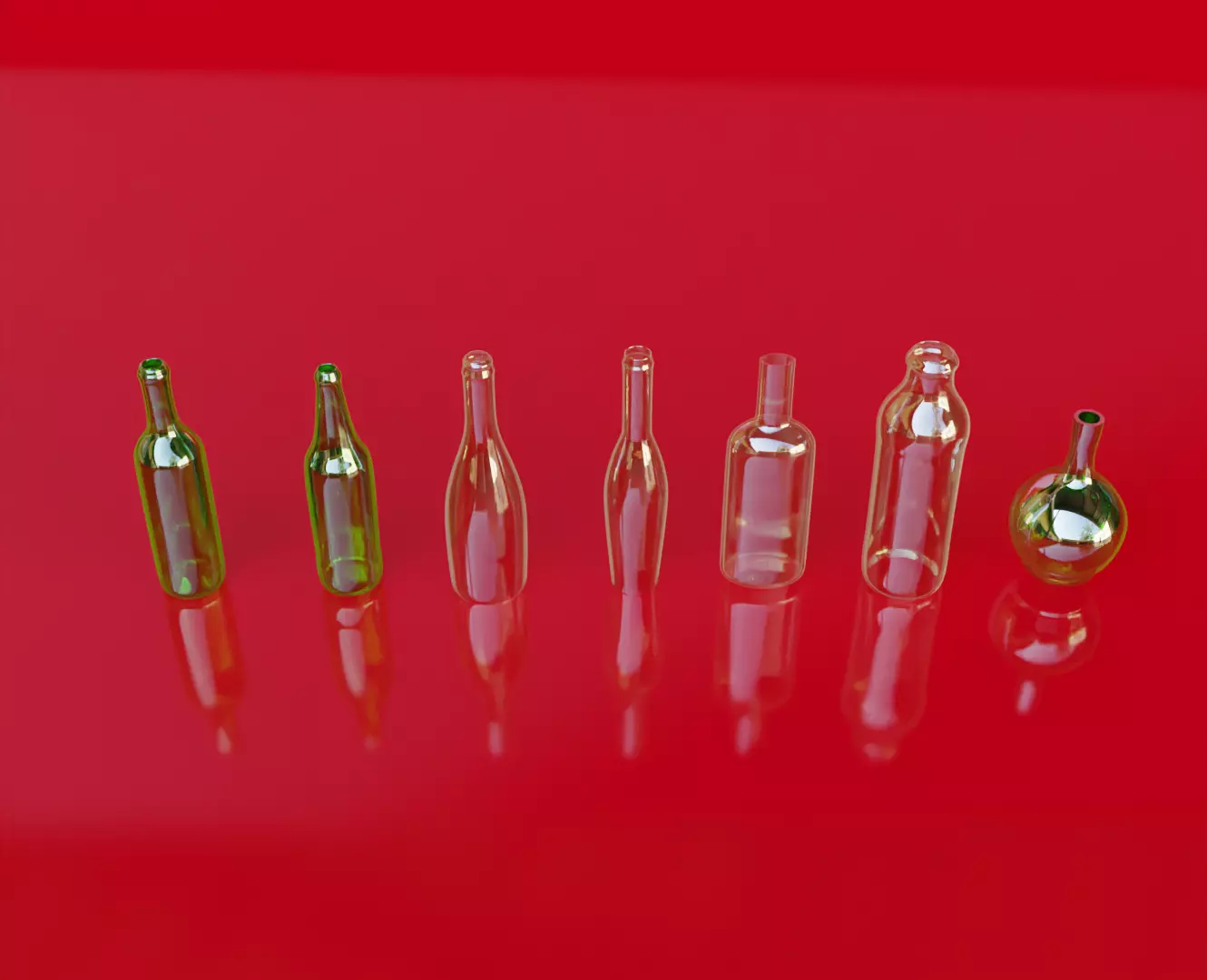 bottles set of glass Low-poly 3D model_0