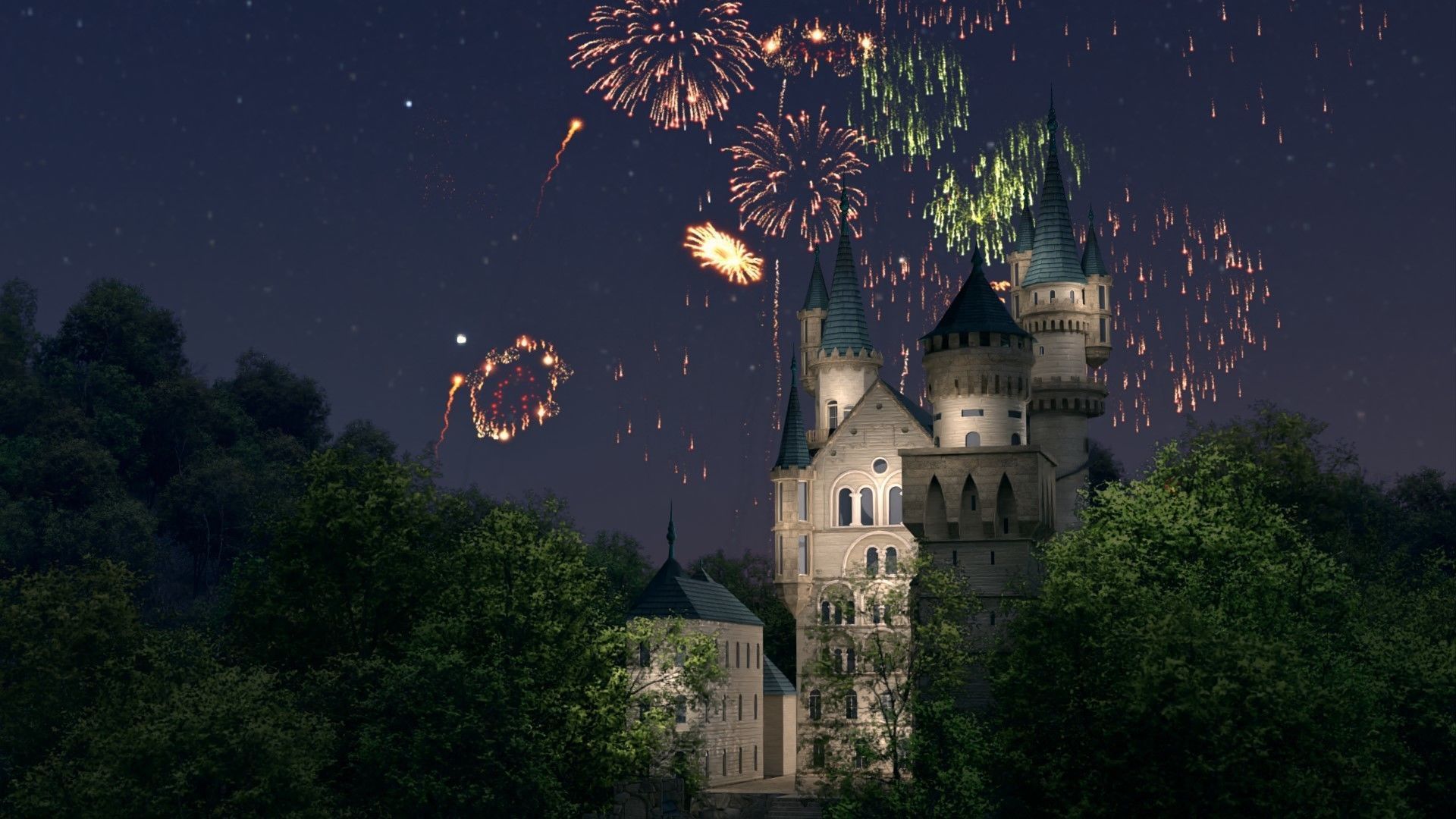 The Castle in middle of forest 3D model_5