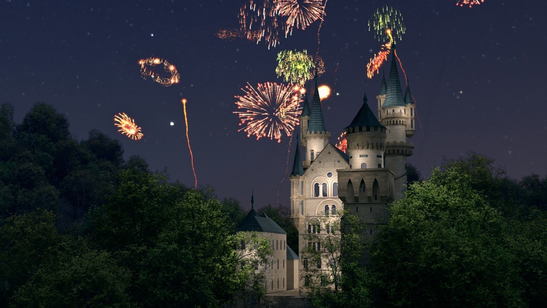 The Castle in middle of forest 3D model_2