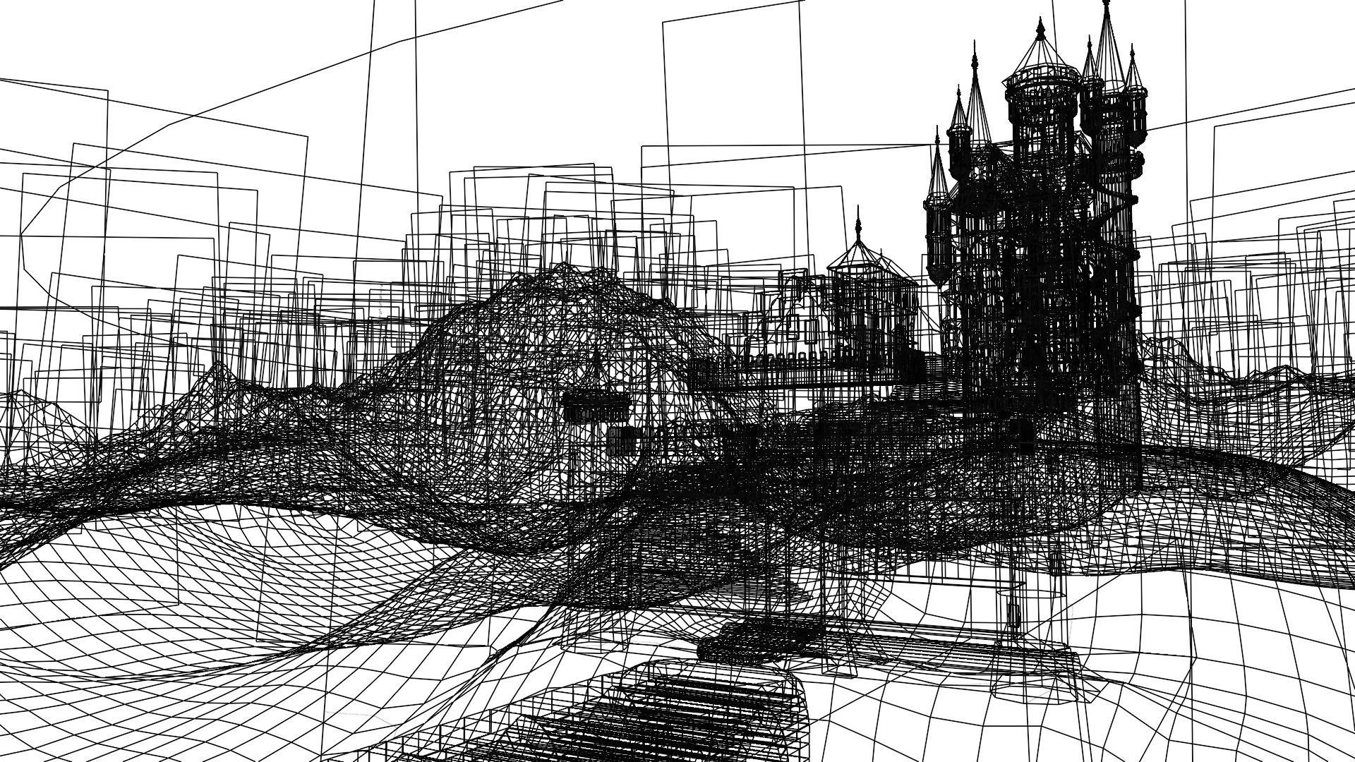 The Castle in middle of forest 3D model_6