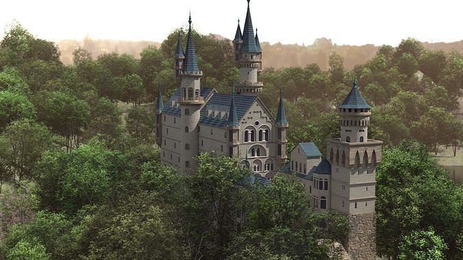 The Castle in middle of forest 3D model