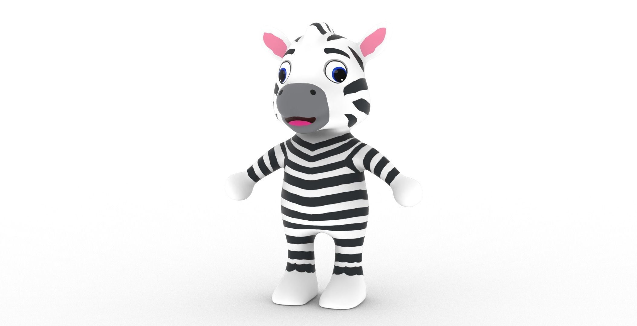 Character014 Animated Zebra 3D Low-poly 3D model_10
