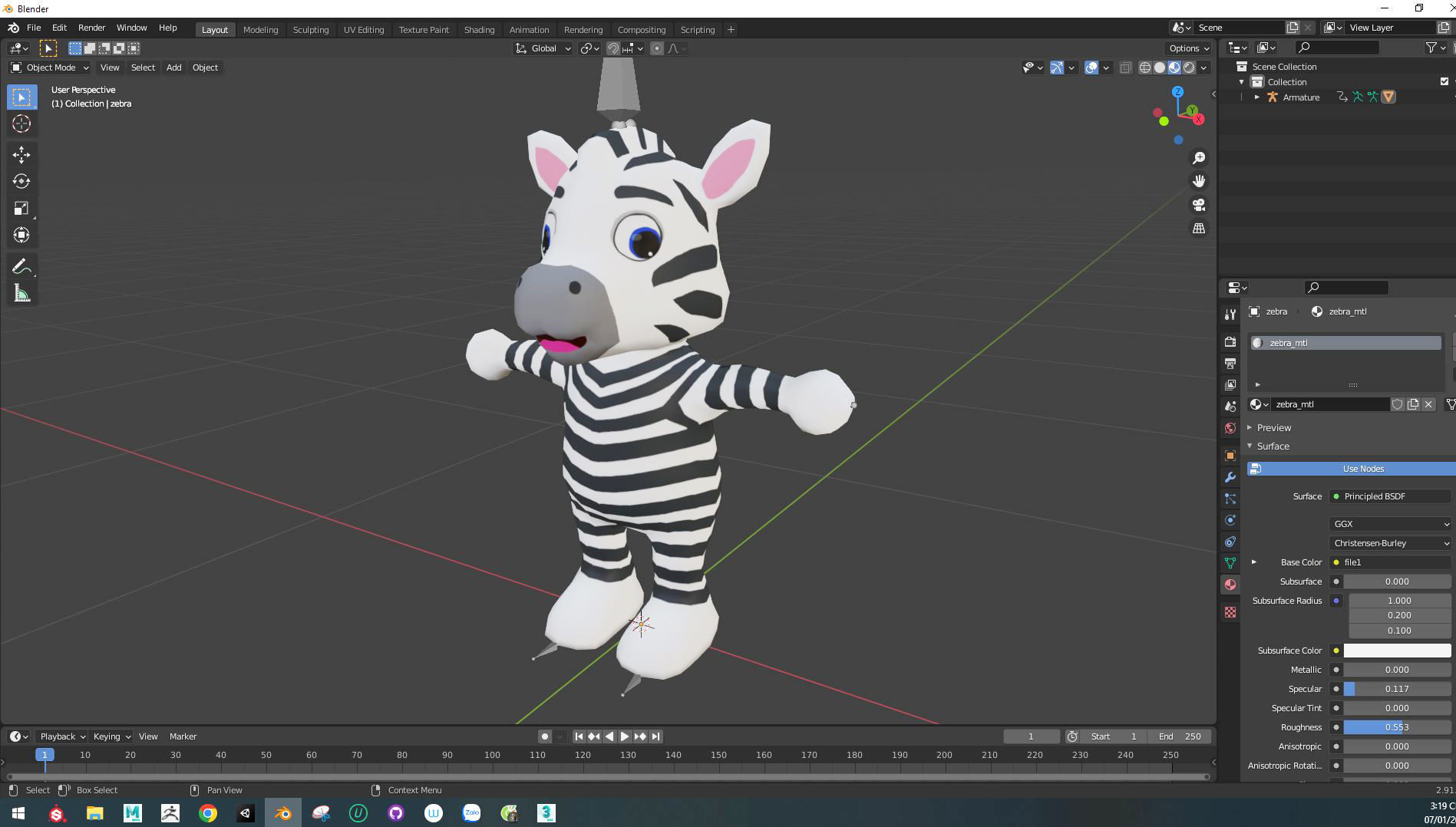 Character014 Animated Zebra 3D Low-poly 3D model_6