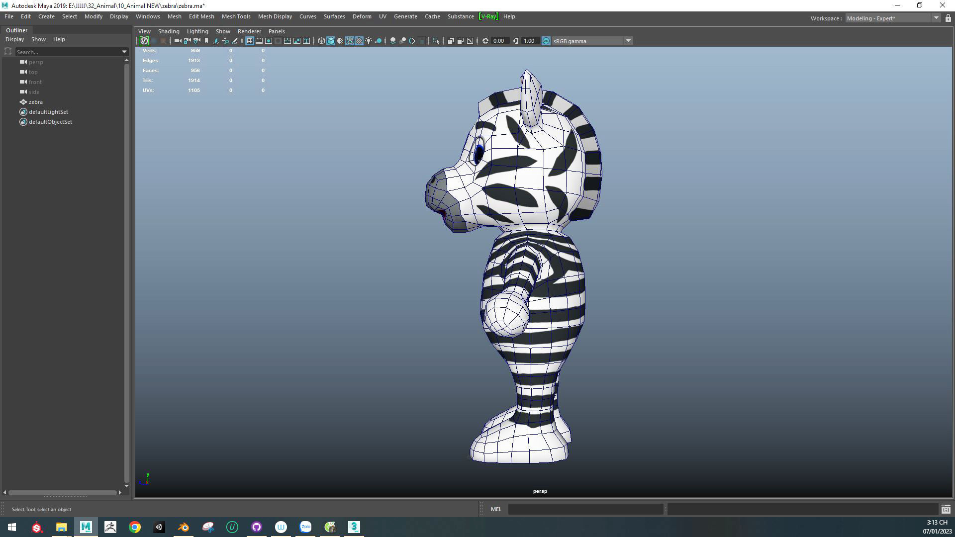 Character014 Animated Zebra 3D Low-poly 3D model_9