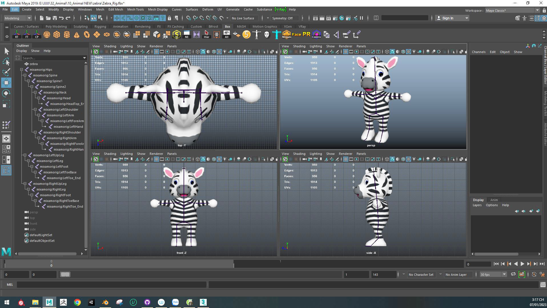 Character014 Animated Zebra 3D Low-poly 3D model_7