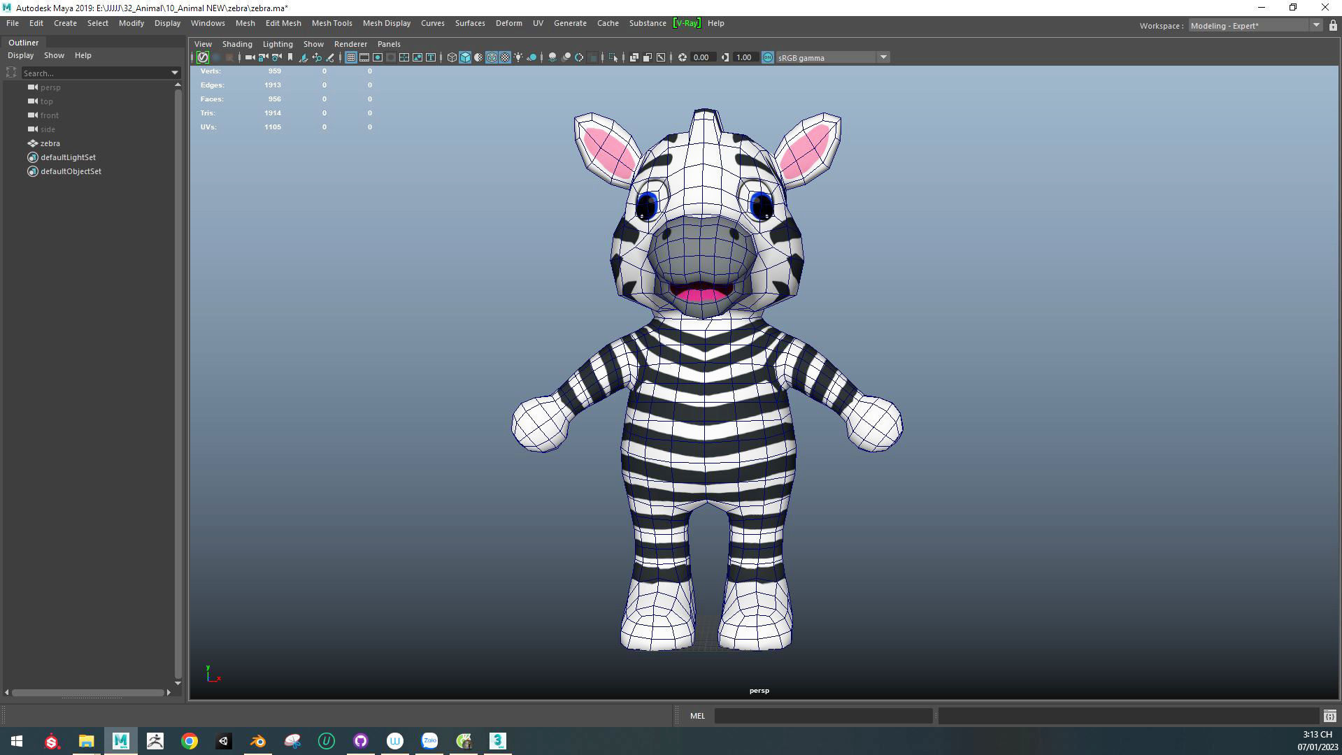 Character014 Animated Zebra 3D Low-poly 3D model_8