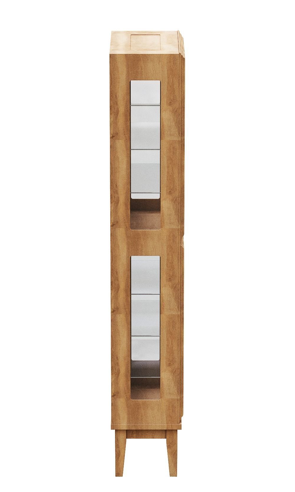 Shelves wooden display cabinet with glass doors Low-poly 3D model_3