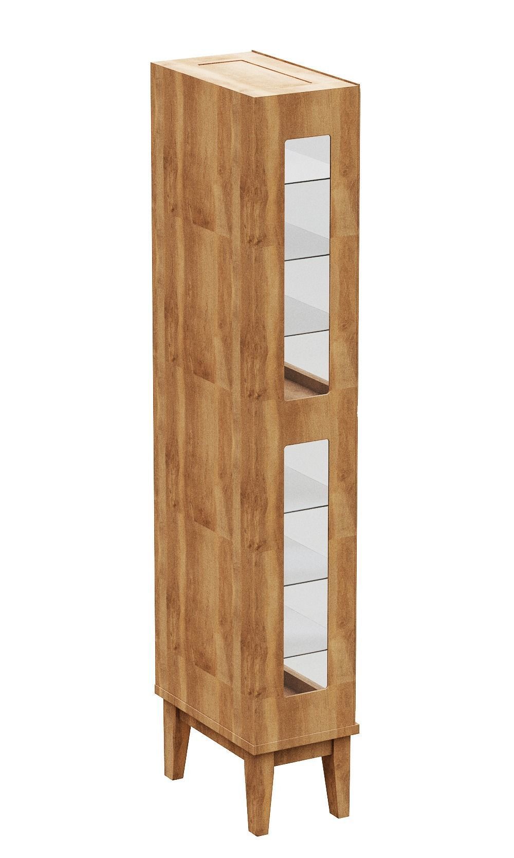 Shelves wooden display cabinet with glass doors Low-poly 3D model_4