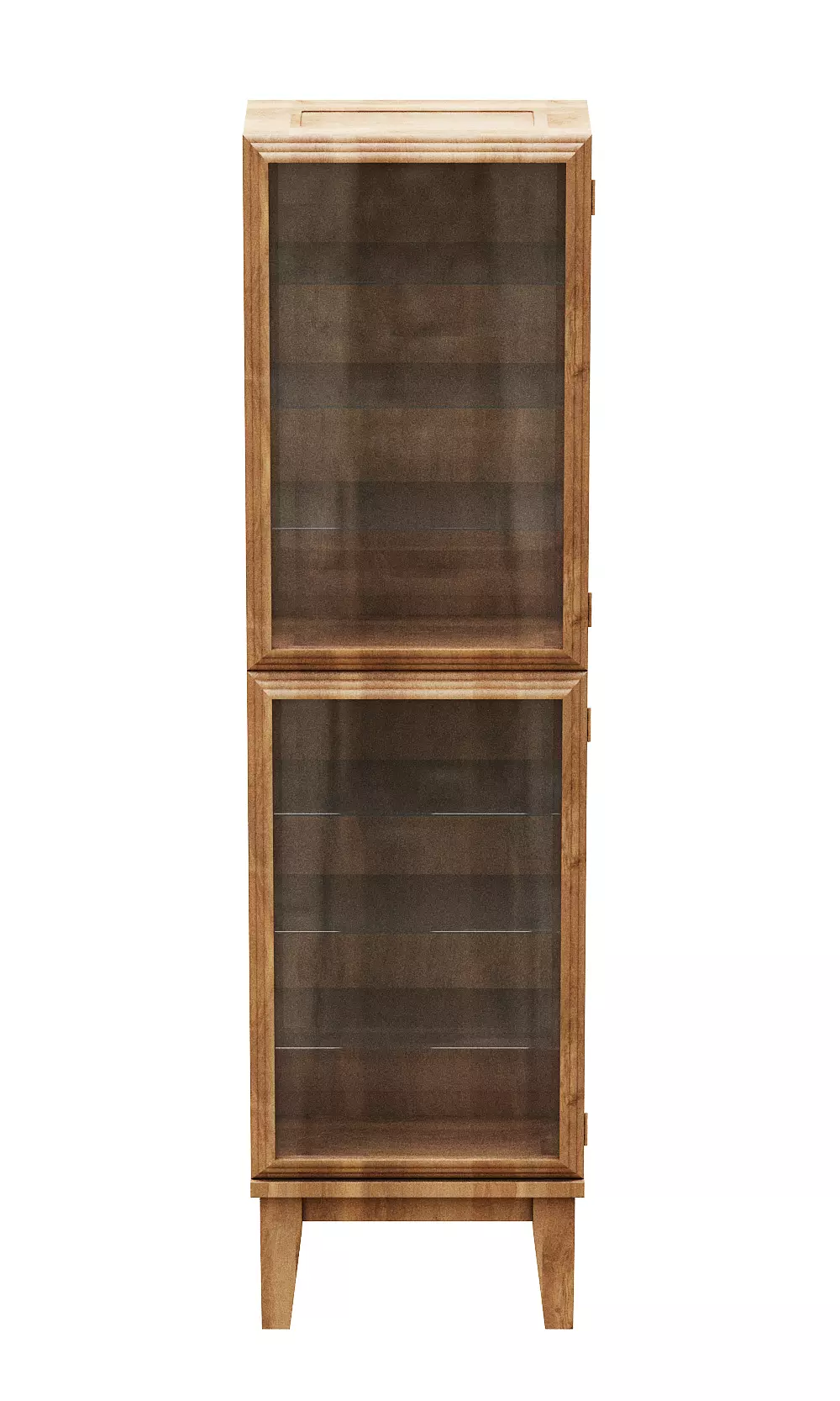 Shelves wooden display cabinet with glass doors Low-poly 3D model_0
