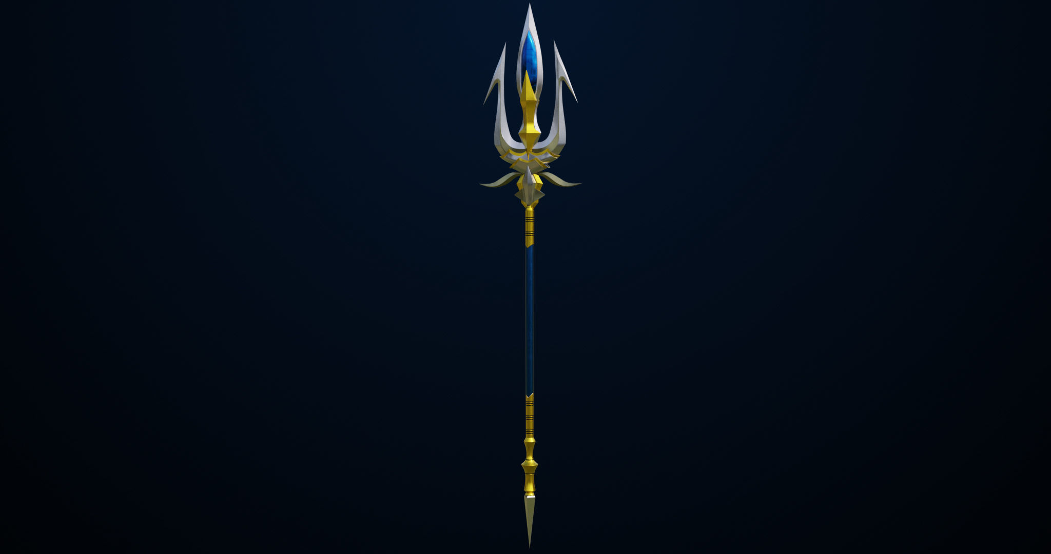 Fantasy Trident 04 All PBR Unity UE Textures Included Low-poly 3D model_3