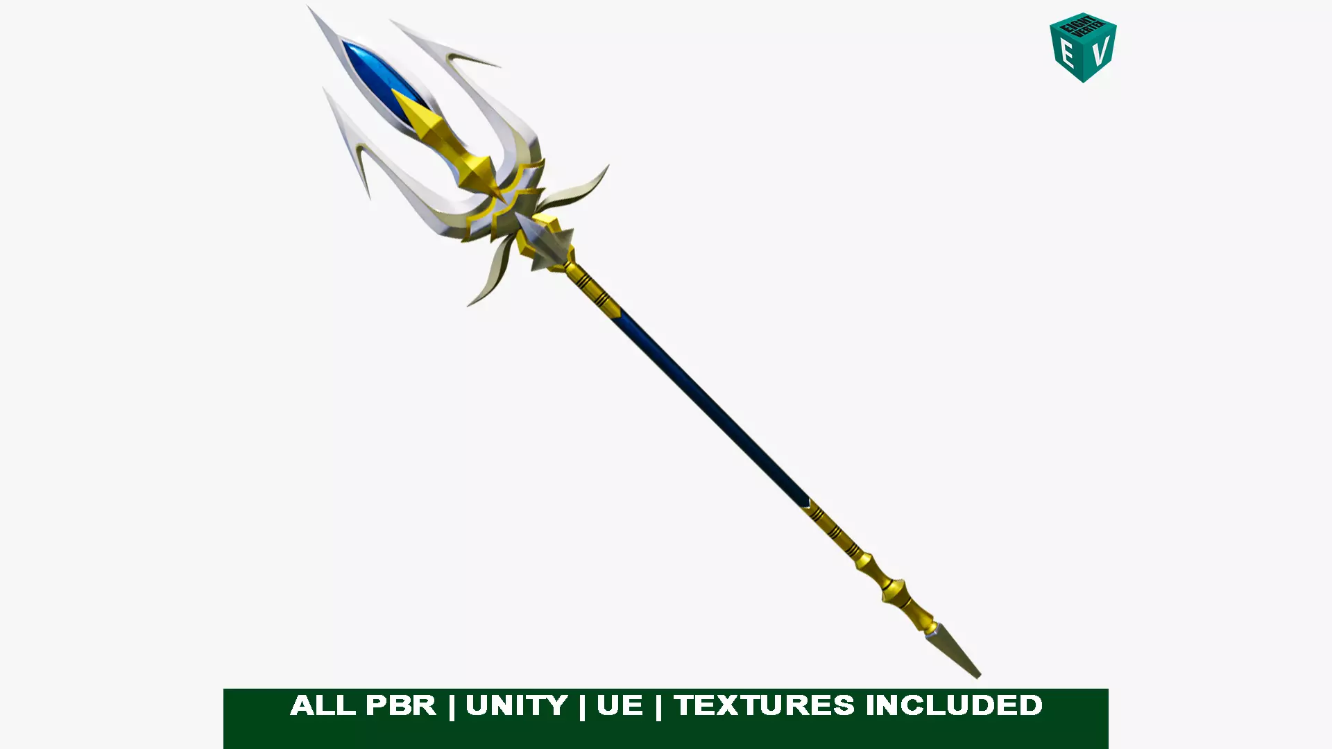 Fantasy Trident 04 All PBR Unity UE Textures Included Low-poly 3D model_0