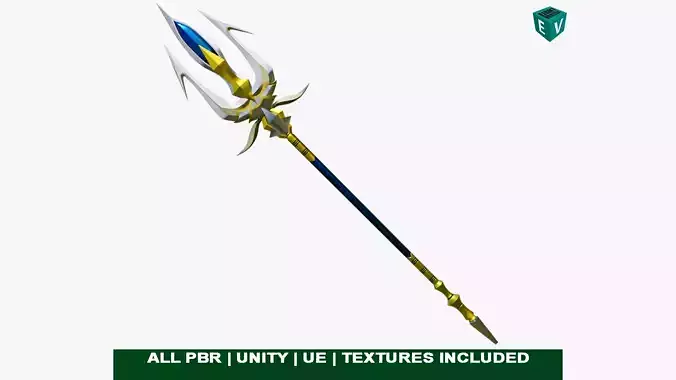Fantasy Trident 04 All PBR Unity UE Textures Included Low-poly 3D model