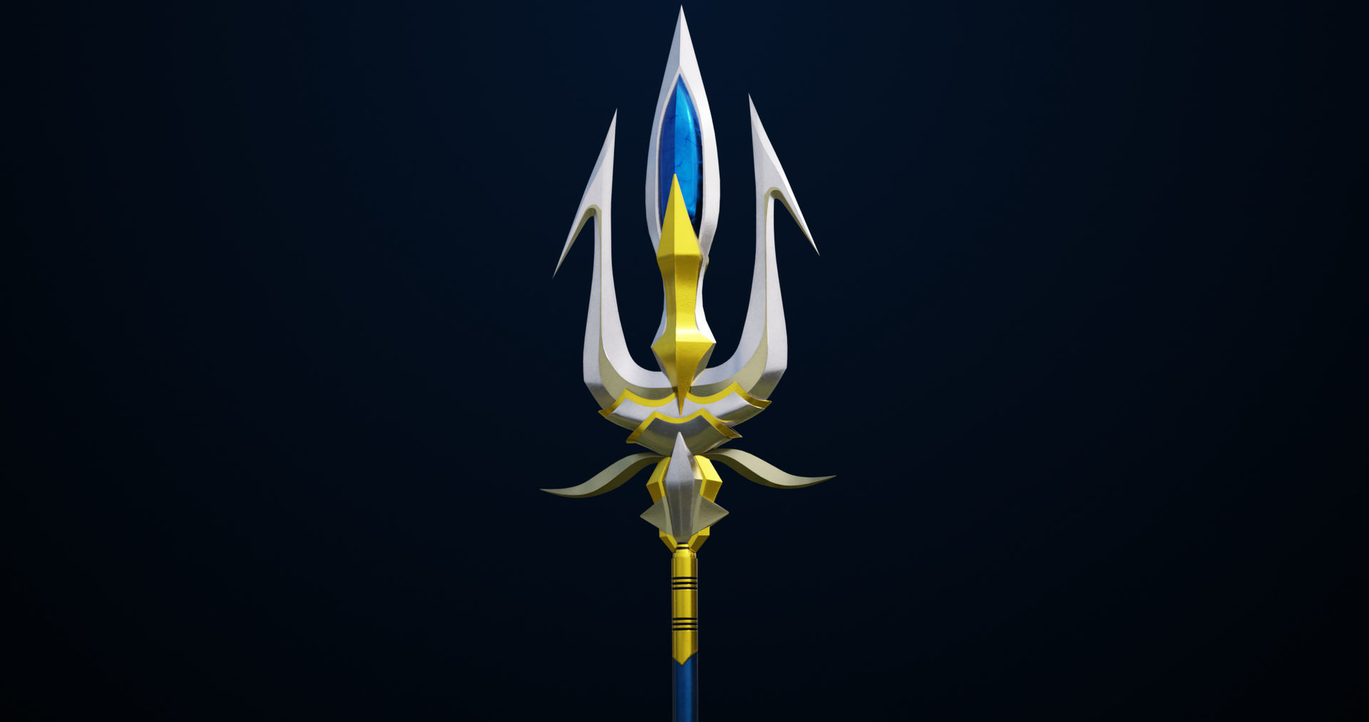 Fantasy Trident 04 All PBR Unity UE Textures Included Low-poly 3D model_9