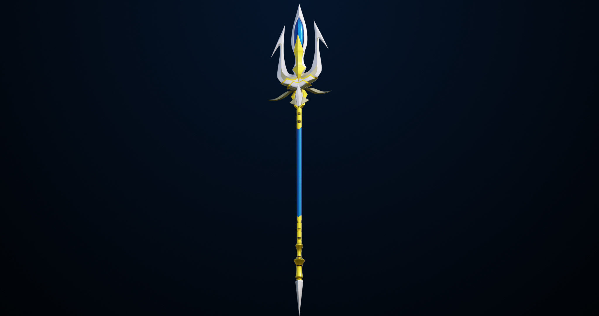 Fantasy Trident 04 All PBR Unity UE Textures Included Low-poly 3D model_6