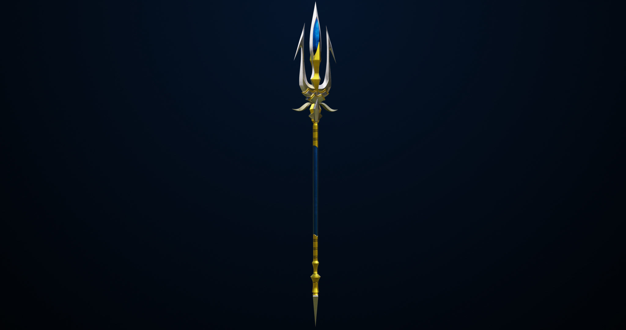 Fantasy Trident 04 All PBR Unity UE Textures Included Low-poly 3D model_2
