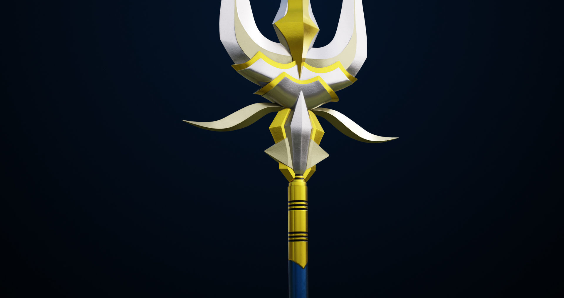 Fantasy Trident 04 All PBR Unity UE Textures Included Low-poly 3D model_12