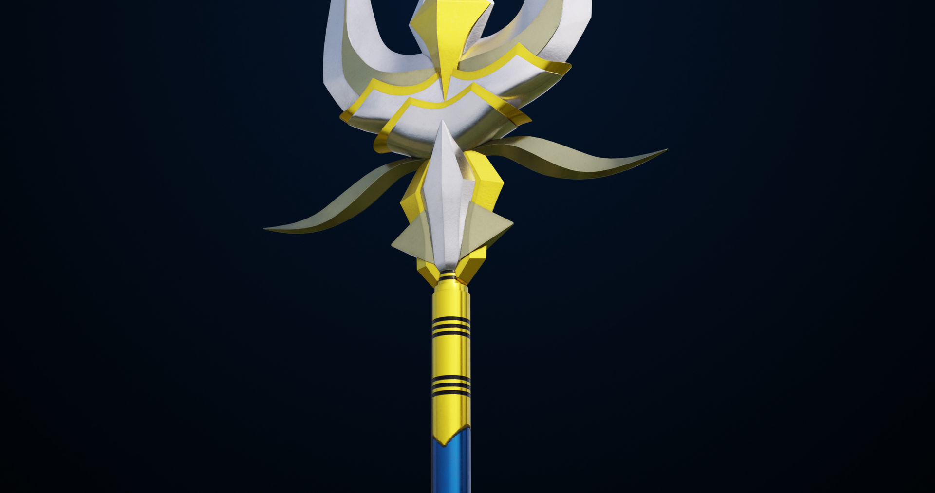 Fantasy Trident 04 All PBR Unity UE Textures Included Low-poly 3D model_13