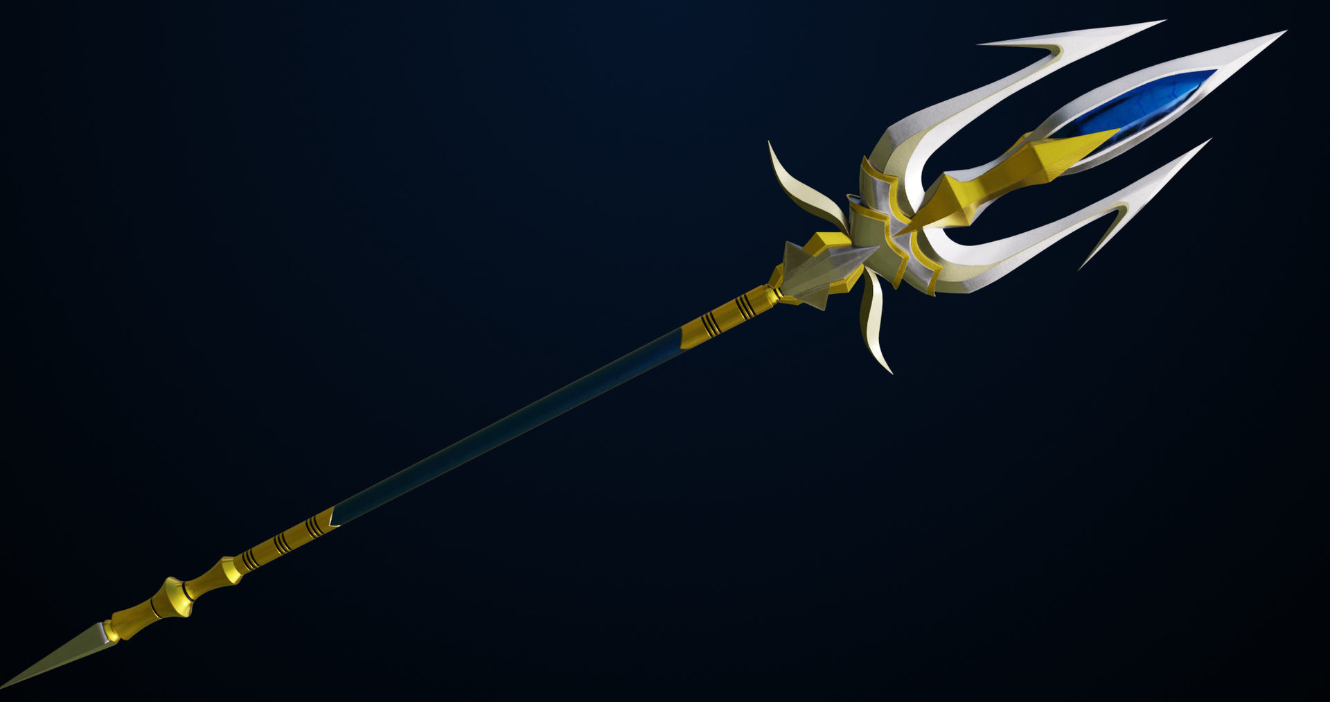 Fantasy Trident 04 All PBR Unity UE Textures Included Low-poly 3D model_8