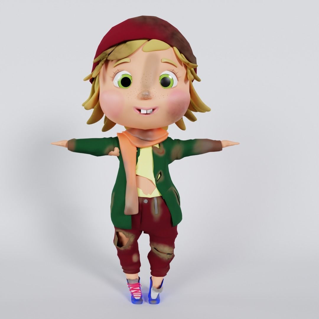 Rigged Little Naughty Cutie Boy Character 3D model_3