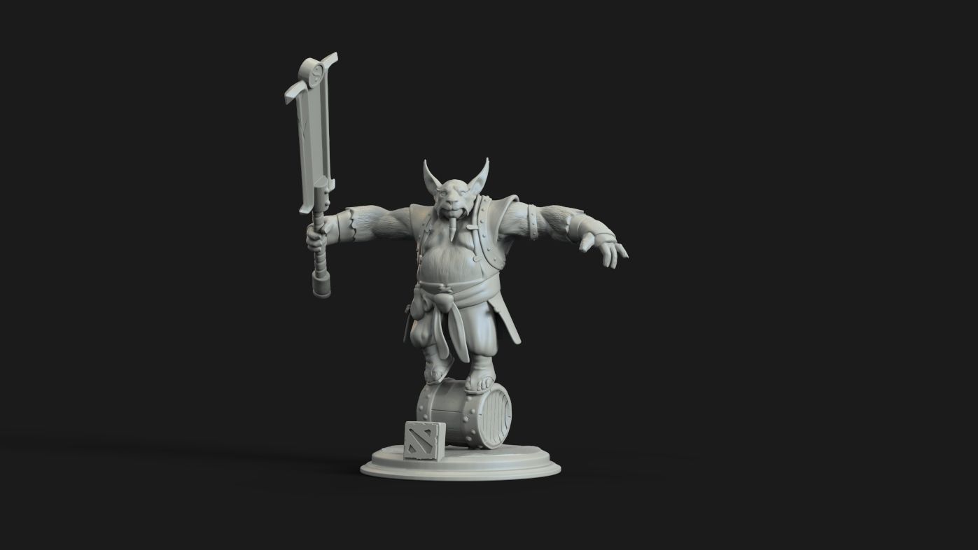 Brewmaster statue of man holding gun 3D print model_3