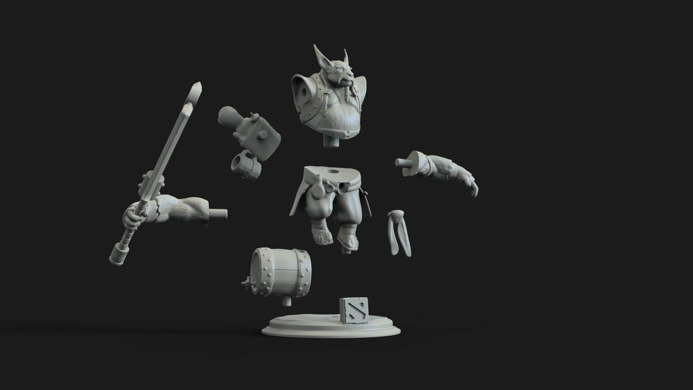 Brewmaster statue of man holding gun 3D print model_2