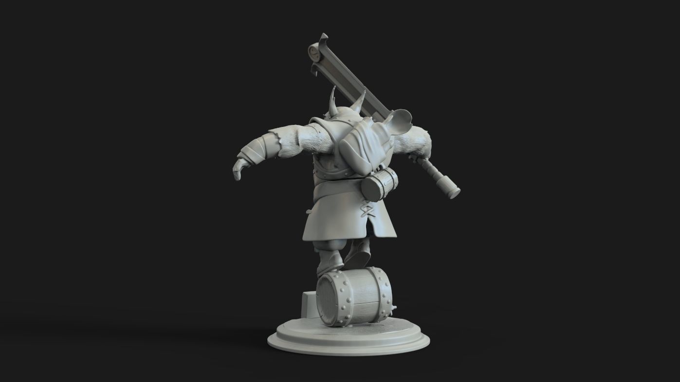 Brewmaster statue of man holding gun 3D print model_1