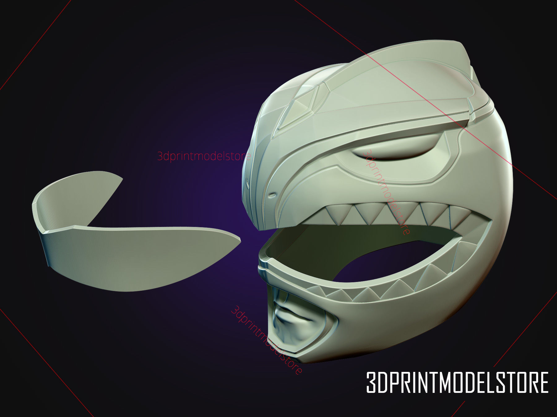 Green Ranger Mighty Morphin Power Ranger Cosplay Helmet stl file 3D print model_12