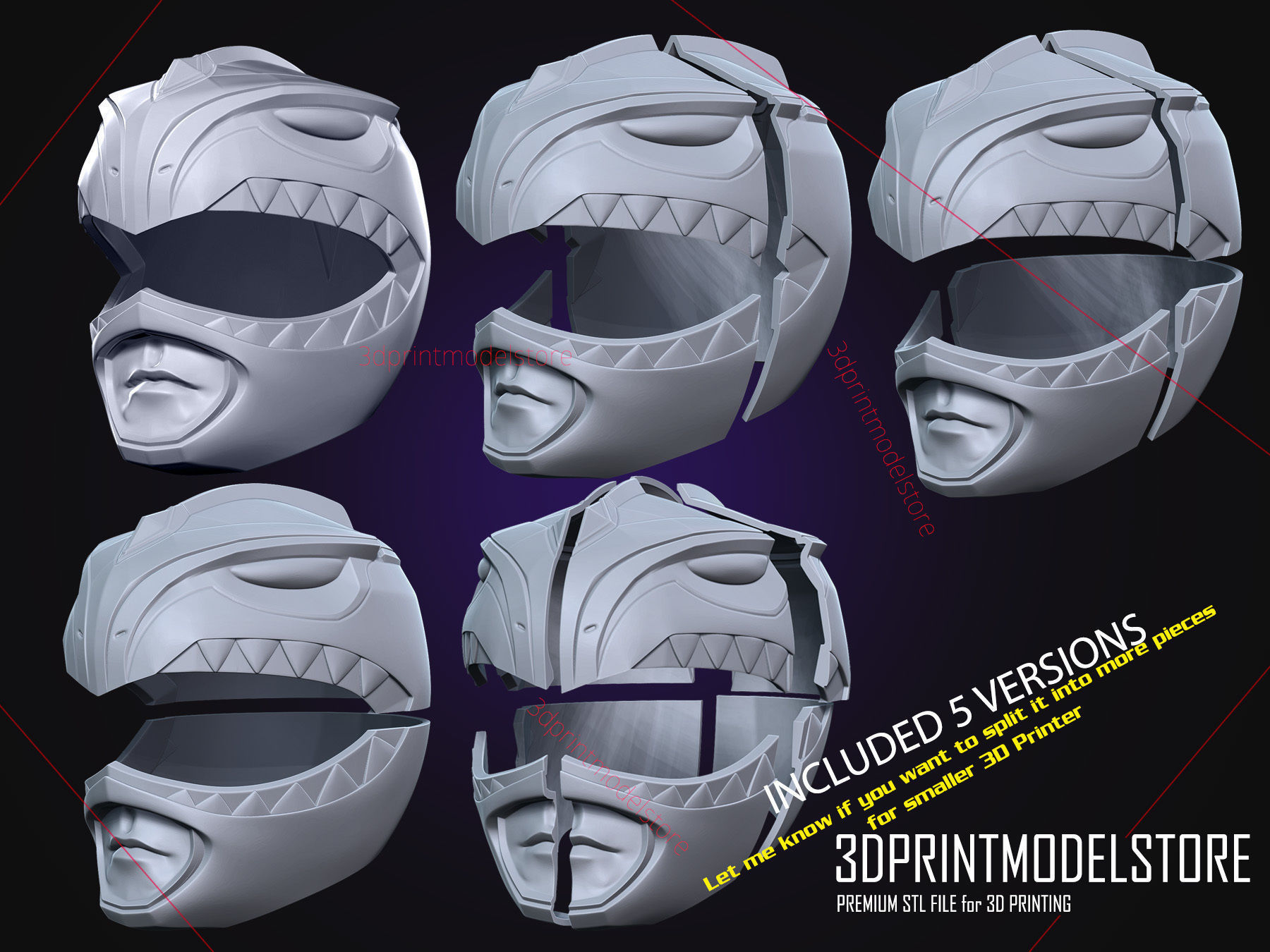 Green Ranger Mighty Morphin Power Ranger Cosplay Helmet stl file 3D print model_13