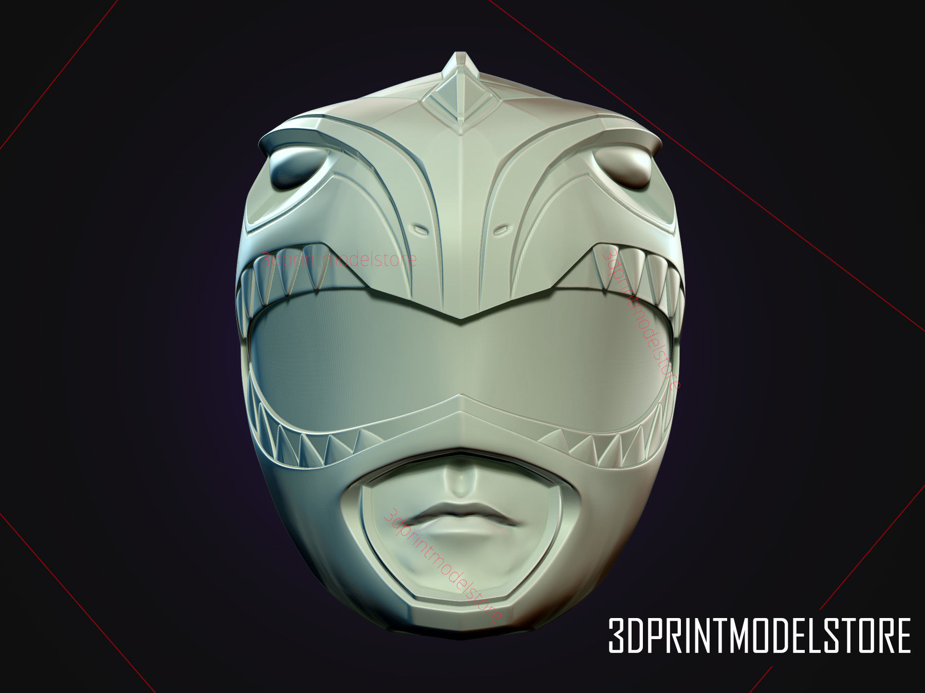 Green Ranger Mighty Morphin Power Ranger Cosplay Helmet stl file 3D print model_10