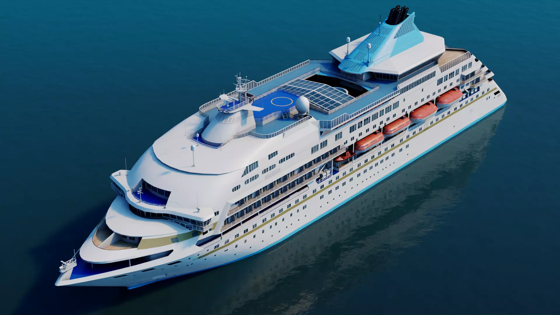 Sleek Medium Sized Cruiseship Low-poly 3D model_0