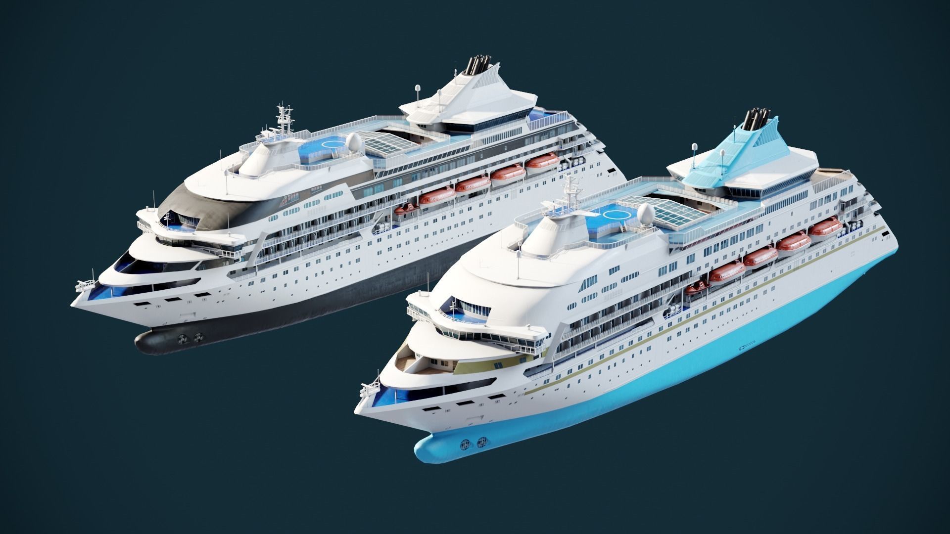 Sleek Medium Sized Cruiseship Low-poly 3D model_9