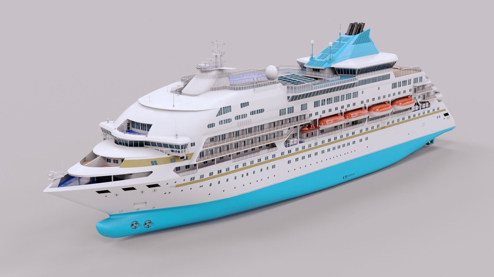 Sleek Medium Sized Cruiseship Low-poly 3D model_11