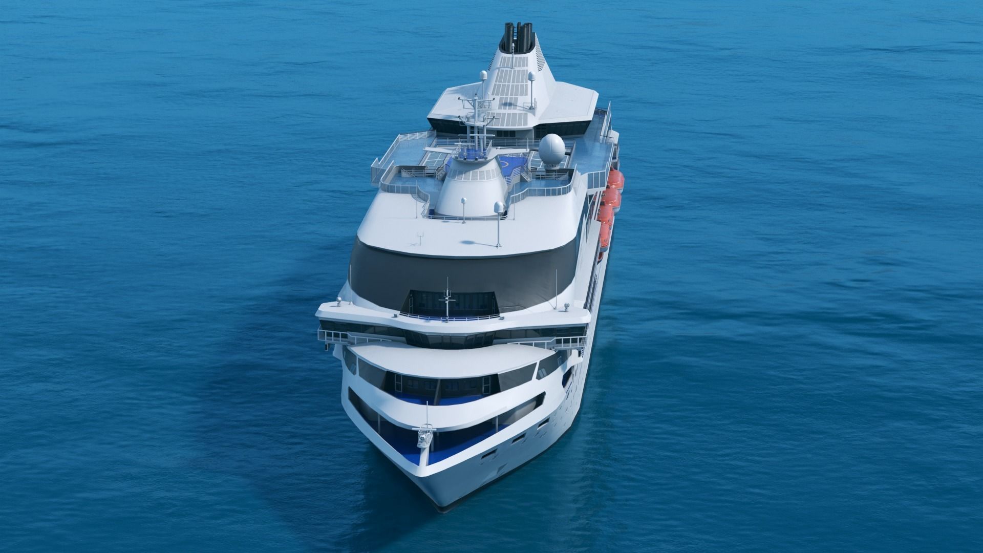 Sleek Medium Sized Cruiseship Low-poly 3D model_7