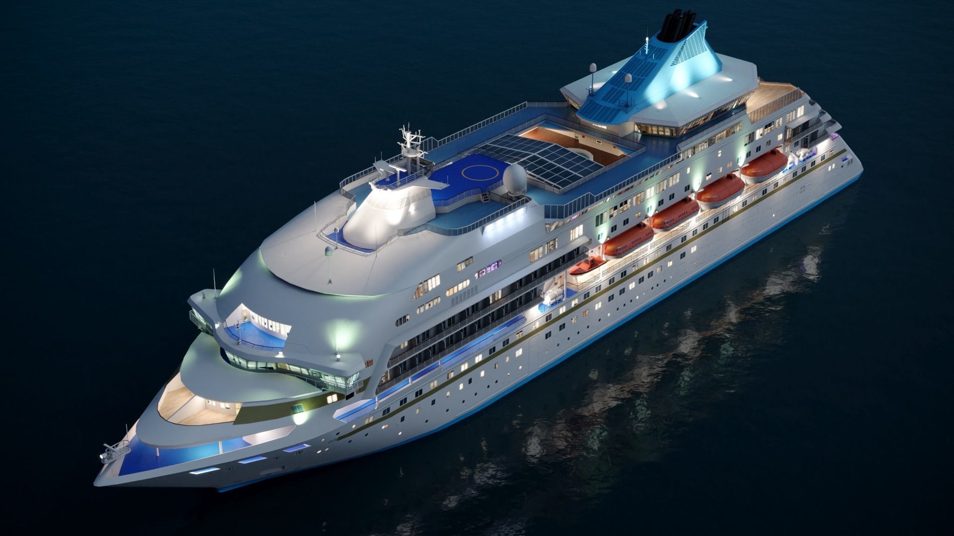 Sleek Medium Sized Cruiseship Low-poly 3D model_4