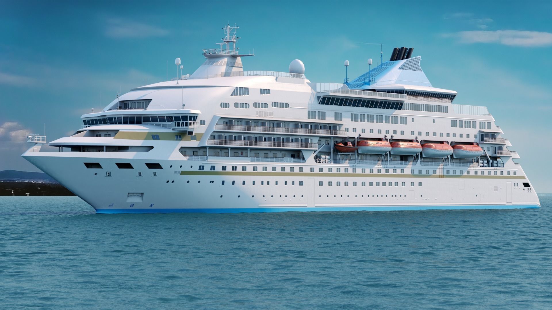 Sleek Medium Sized Cruiseship Low-poly 3D model_3