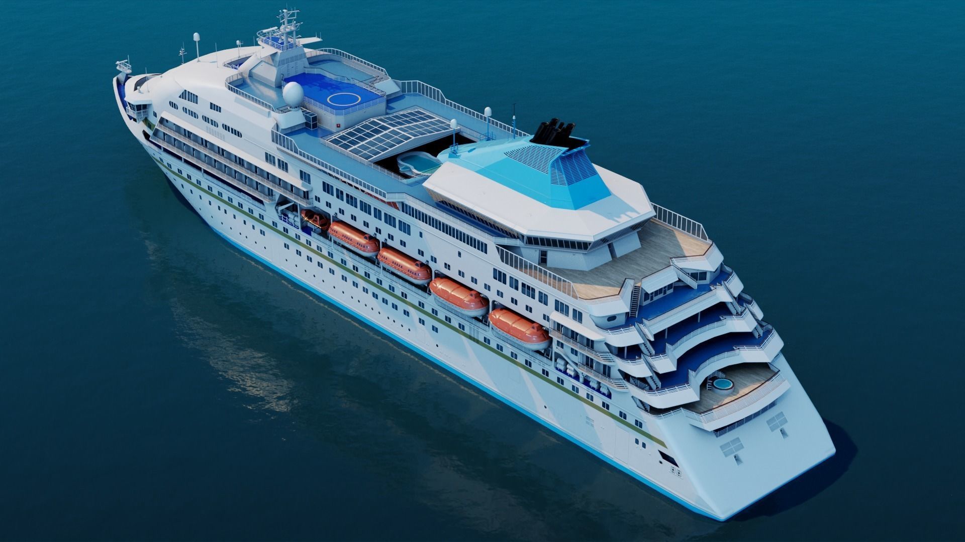 Sleek Medium Sized Cruiseship Low-poly 3D model_2