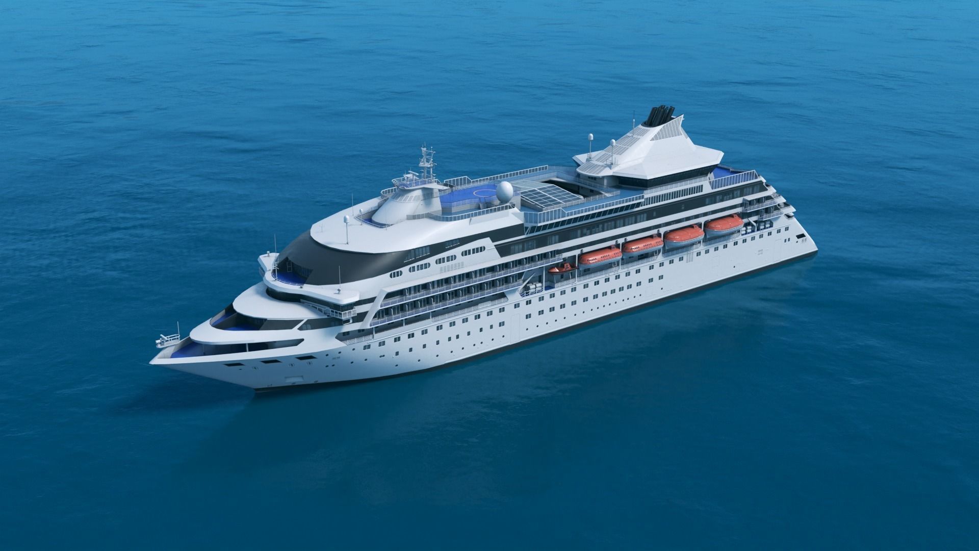 Sleek Medium Sized Cruiseship Low-poly 3D model_6