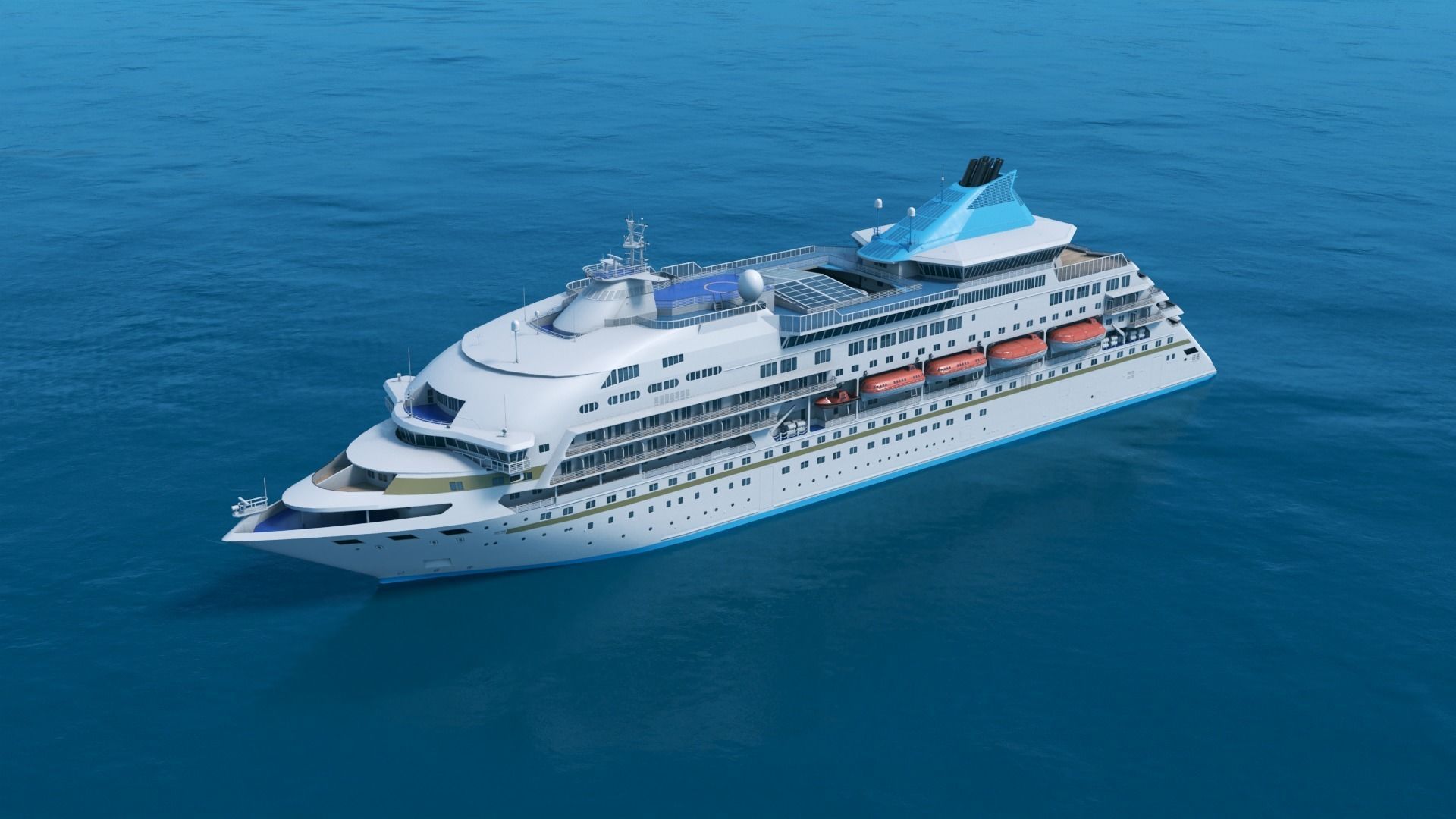 Sleek Medium Sized Cruiseship Low-poly 3D model_5