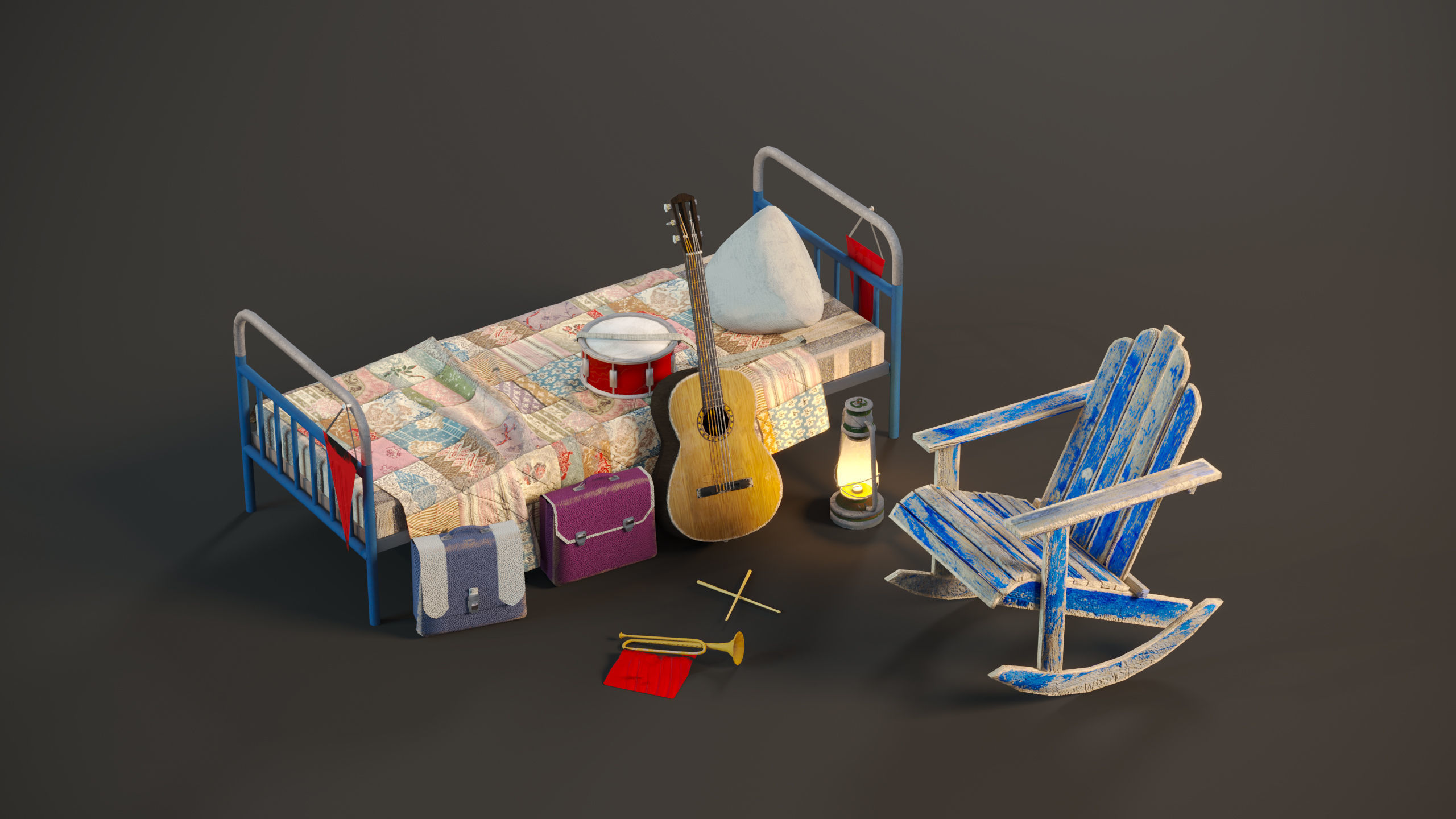 Pioneers House Low-poly 3D model_5