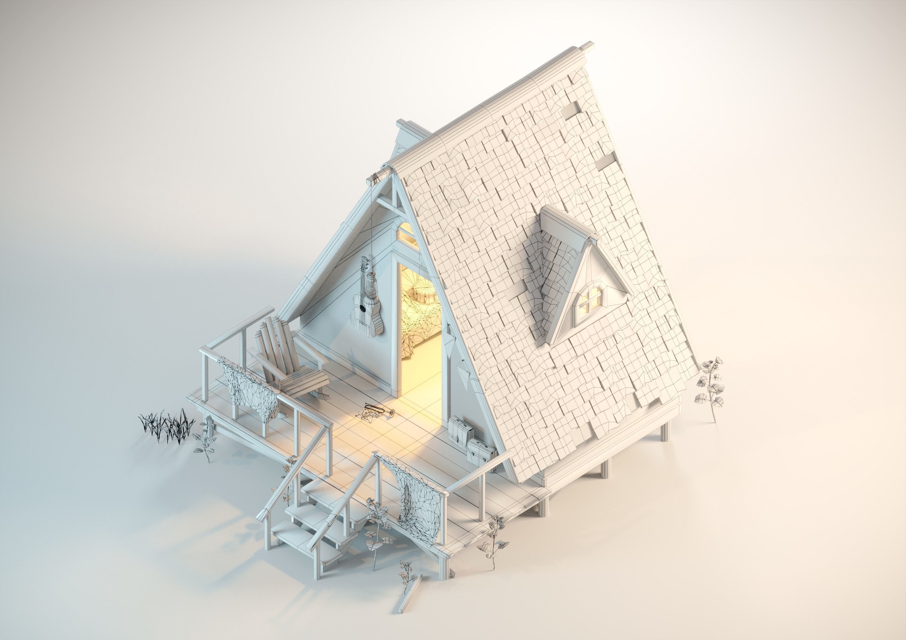 Pioneers House Low-poly 3D model_7