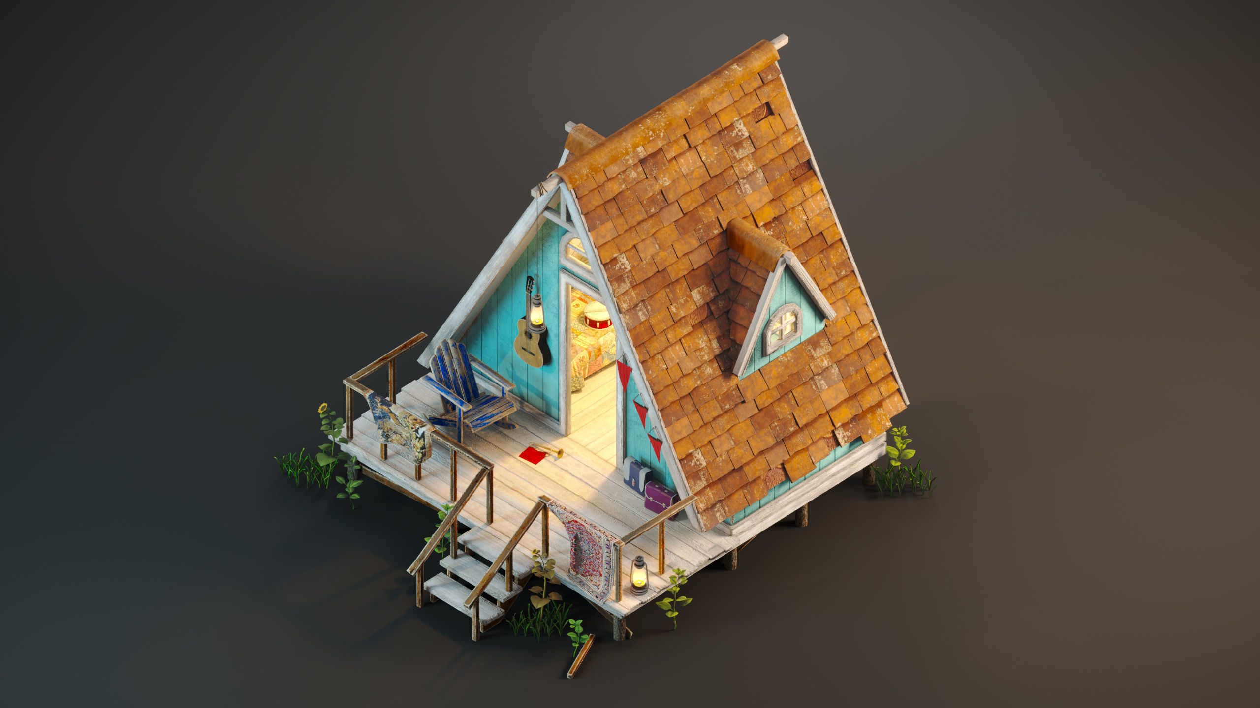 Pioneers House Low-poly 3D model_1