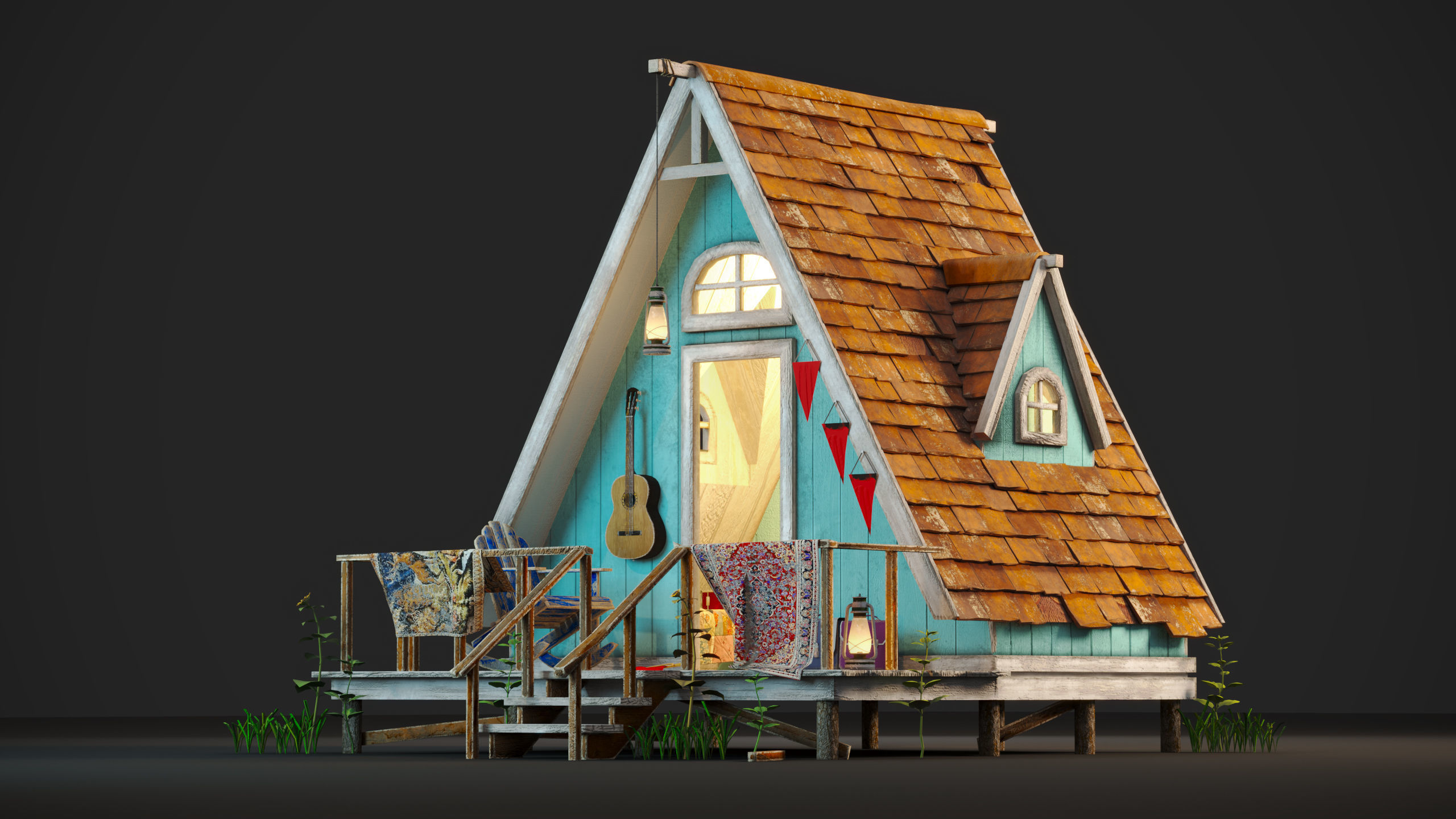 Pioneers House Low-poly 3D model_3