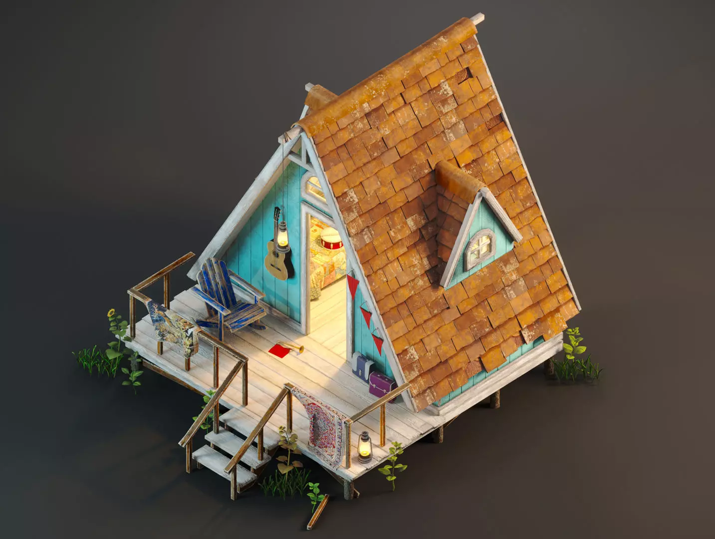 Pioneers House Low-poly 3D model_0
