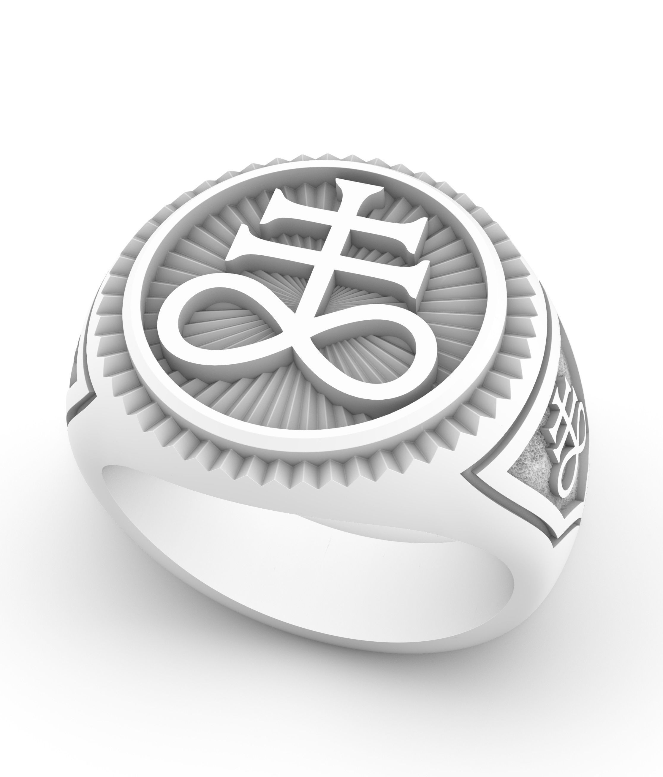 SIGNET RING LEVIATHAN CROSS SATANIC SYMBOL 3D model 3D printable | CGTrader