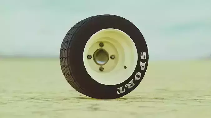 Wheel and tire for golf cart or other vehicle 3D model