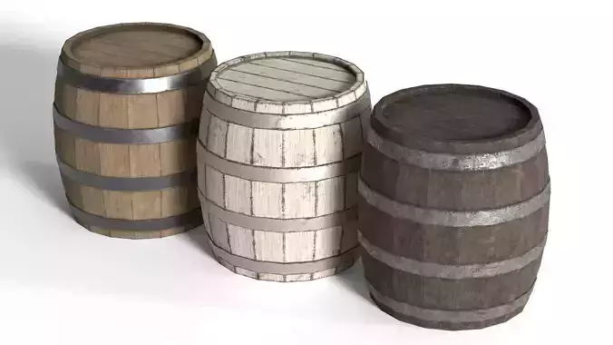 Wooden Barrels Pack Low-poly 3D model