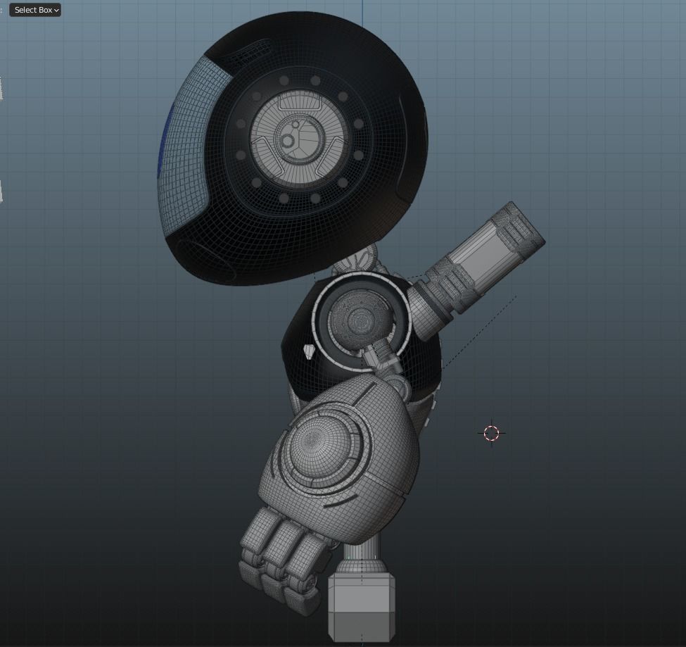 Cute Space Robot Rigged H-55 White 3D model_12