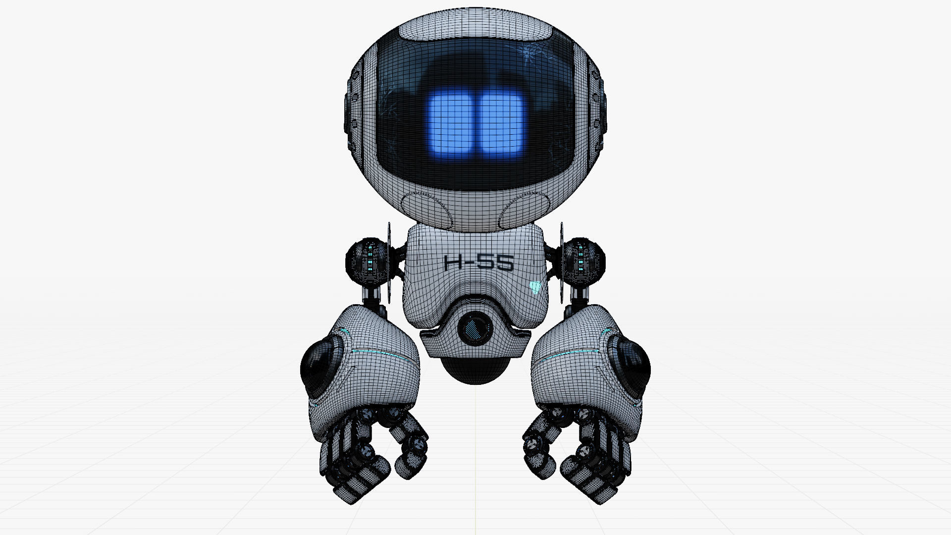 Cute Space Robot Rigged H-55 White 3D model_3