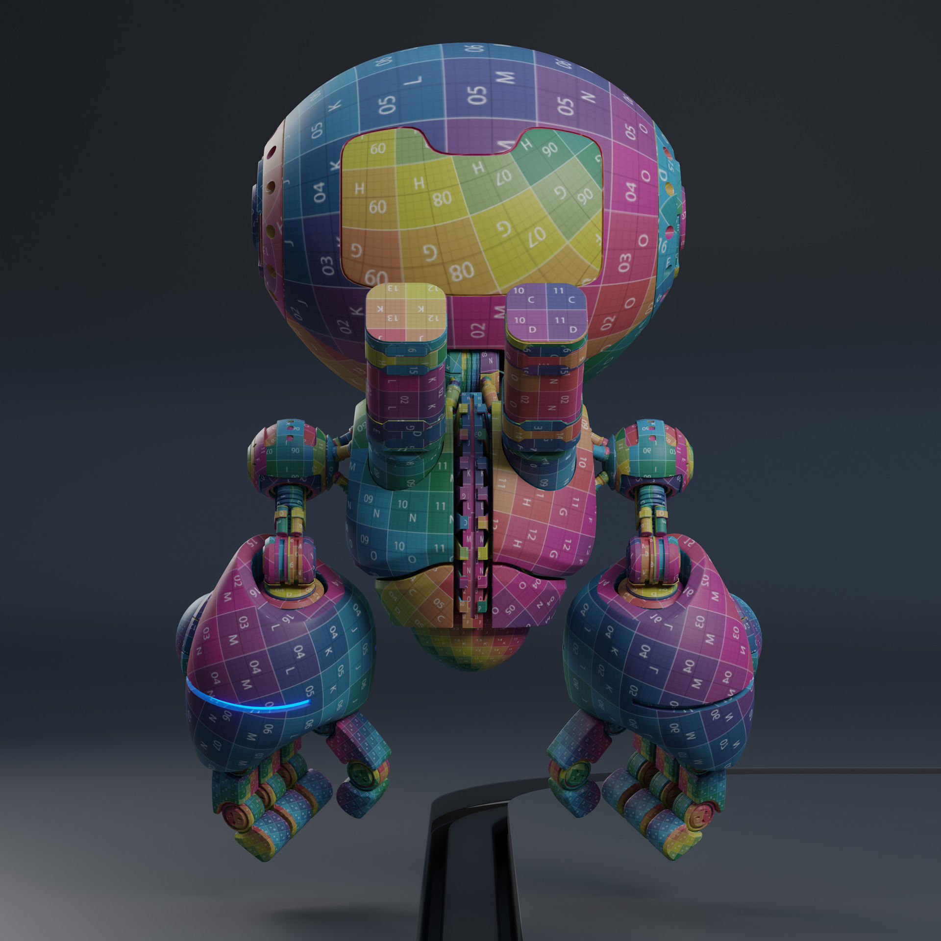 Cute Space Robot Rigged H-55 White 3D model_9