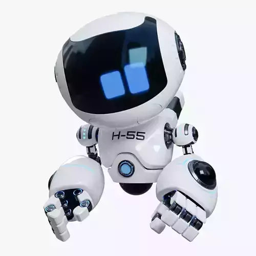 Cute Space Robot Rigged H-55 White 3D model